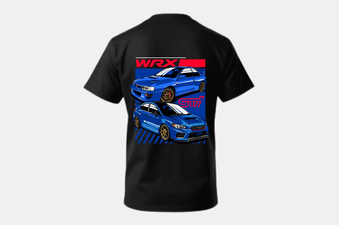 Impreza WRX STI azul jantes douradas